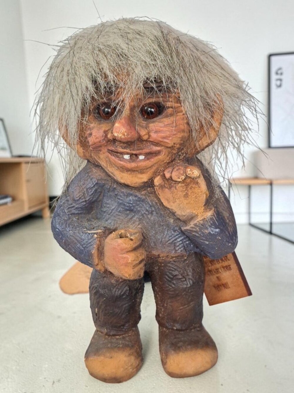 Vintage Handmade Nortroll AS Troll Doll Norway With Wood Tag